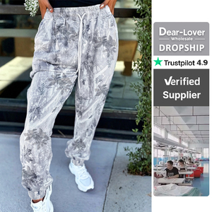 Pantalones <span class=keywords><strong>Jogger</strong></span> para <span class=keywords><strong>Mujer</strong></span> Dear-Lover al por Mayor, Ropa Occidental, Estampado de Camuflaje Gris, Cómodos, con Cordón Ajustable y Cintura Elástica - Product Image 1