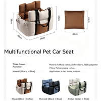 Coussin de transport portable pour chien, siège auto pour animaux, avec ceinture de sécurité, pour siège avant de véhicule