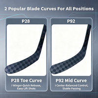 Bâton de hockey sur glace 100% fibre de carbone ultra léger 360 380g P92 P28 Courbe SR INT JR Flex Logo personnalisé OEM ODM Bâton de hockey sur glace