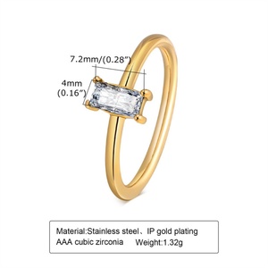 Hot Selling 18K Gold PVD Plated <b>Crystal</b> Zircon <b>Rings</b> Engagement Diamond <b>Ring</b> Stainless Steel <b>Ring</b> Fashion Jewelry Women - Product Image 2