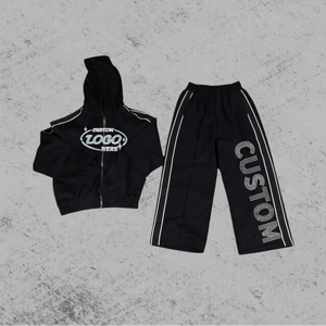 Conjunto de 2 Piezas de Ropa Deportiva para Hombre, Sudadera con Capucha y Pantalones Deportivos, Logotipo Desgastado, Estilo Vintage, Conjunto de Jogger de Algodón - Product Image 1