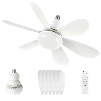 Ventilateur silencieux en forme de fleur, matériau ABS, ventilateur de plafond professionnel compact, 3 vitesses réglables, ventilateur à ampoule électrique pour la maison