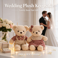Adorable ours en peluche habillé dans une tenue à carreaux et une robe en dentelle, ours en peluche doux et mignon pour un cadeau de mariage ou de la Saint-Valentin