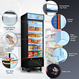 Lemari Pendingin Display Pintu Kaca Tegak 16 Cu.Ft, Merchandiser Pintu Tunggal Komersial, -8~-1 ℉ Pencahayaan LED, Bersertifikasi ETL untuk Ritel - Product Image 3