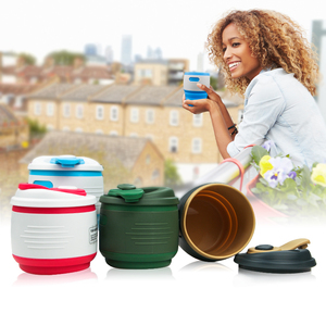 Gobelet en silicone pliable réutilisable de 350 ml, qualité alimentaire, tasse à café pliable pour les voyages et le camping - Product Image 1