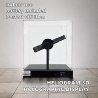 Petite boîte holographique publicitaire de 18cm hologramme portable 3d table d'alimentation intégrée de bureau avec affichage LED transparent Holo