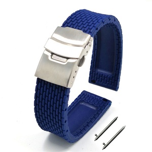 Correa de goma suave negra, roja, marrón, naranja, blanca y azul para reloj de hombre 18 20 22 24 <span class=keywords><strong>mm</strong></span> correa de reloj de silicona de un solo paso - Product Image 2