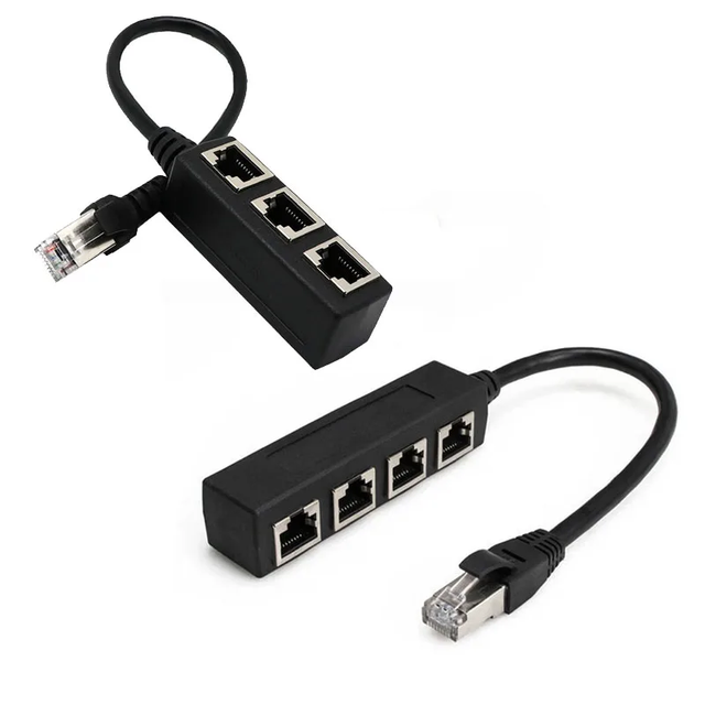 4 in 1 RJ45 Splitter LAN Ethernet Network RJ45 Connector Extender Adapter Cable for Networking Extension 1 Male to 2/3/4 Female