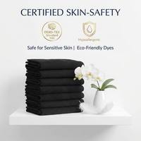 Serviette de salon en coton teinte en masse noire résistante au blanchiment pour centre de beauté et spa