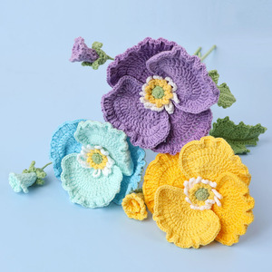 Ramo de amapolas terminado, flores tejidas a mano, flores de lana de ganchillo, flores artificiales, tejido a crochet, venta al por mayor - Product Image 2