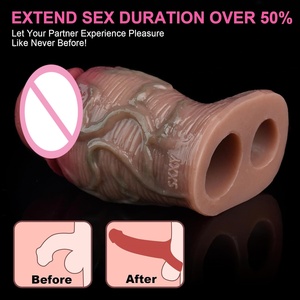 Realistiche penisverlenger van siliconen voor mannen, zachte siliconen levensechte penisverlenger met penisring voor mannen - Product Image 5