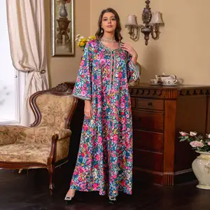 AB272 Newest eid girls summer dresses dubai abaya muslim dress islamic clothing caftans women kaftan dress