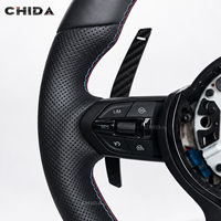 Volant sport en cuir pour BMW pour les modèles F10 F11 F06 F12 F13 F90 F91 F92 F93 F25 F26 F20 F30 avec palettes de changement de vitesse en fibre de carbone
