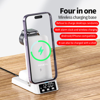 Station de charge sans fil 3 en 1 magnétique pliable pour téléphone portable, montre connectée et écouteurs avec lumière nocturne QC3.0 15W
