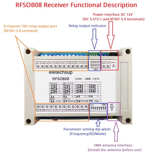 915MHz 868MHz 433Mhz động cơ bơm điều khiển từ xa IO mua lại tín hiệu tiếp sức đầu ra 8-cách chuyển đổi số lượng không dây - Product Image 4