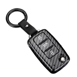 Funda de llave de coche plegable de 3 botones de plástico cubierta de llave de coche de silicona de doble protección para Volkswagen VW POLO, SANTANA