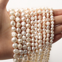 Perles de culture d'eau douce naturelles blanches irrégulières semi-rondes de 15 pouces en gros pour bracelets et colliers DIY