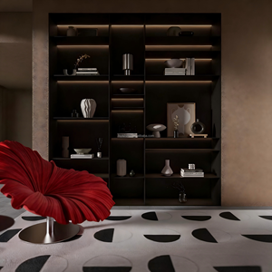 رف كتب حديث بسيط وفاخر وحدات مخصصة من معدن الألومنيوم مثبت على الحائط مع ضوء Led لغرفة المعيشة والمكتب - Product Image 2