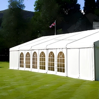 Tente de réception extérieure pour mariage, en tissu PVC blanc, structure en alliage d'aluminium, imperméable, modulaire quatre saisons, ouverture rapide
