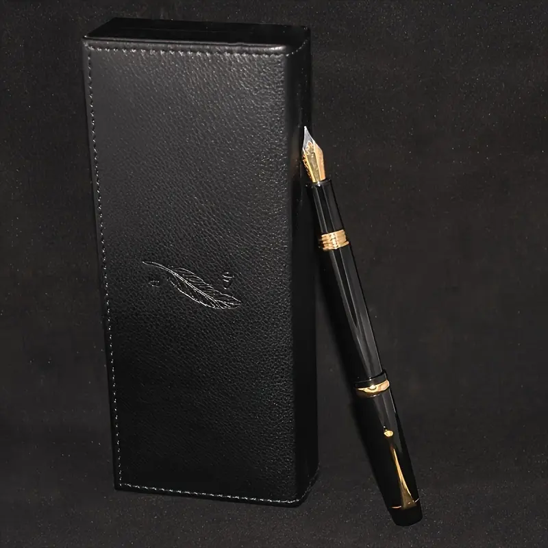 [Produits personnalisés] Stylo plume de calligraphie stylo noir d'affaires de qualité supérieure OEM, meilleur cadeau pour les hommes (encre noire/bleue)