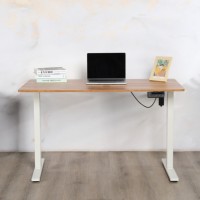 Einfach Verstellbarer Eisen-Schreibtisch mit Holzplatte Einzelmotor 70kg Tragfähigkeit für den Heimgebrauch Moderner Steh-Sitz-Tisch mit Rollen