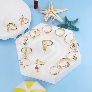 Bagues d'orteil ajustables plaquées <span class=keywords><strong>or</strong></span> 18 carats pour femmes, avec pierres CZ et cristaux, motif floral ouvert, pour l'été et la plage, bijoux de <span class=keywords><strong>pied</strong></span> - Product Image 4