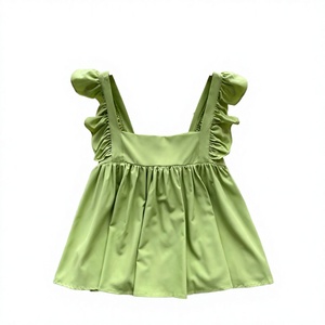 Chemisier Vert Sans Manches en Satin à Volants et Col Nœud, Coupe Classique, pour Femme, Été, Décontracté, Couleur Unie, Respirant, Bretelles Fines, Style Vintage - Product Image 4