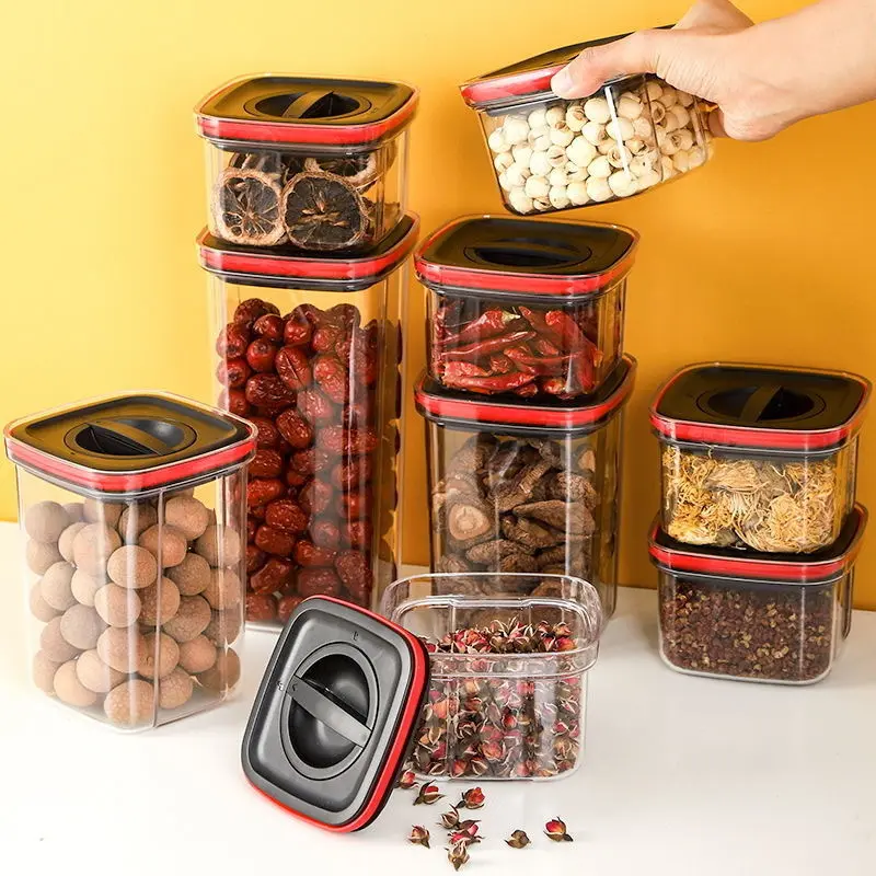 Contenedores herméticos de almacenamiento de alimentos, contenedores de cocina de plástico sin BPA para organización y almacenamiento de despensa, 0.6L, 1.3L, 2L