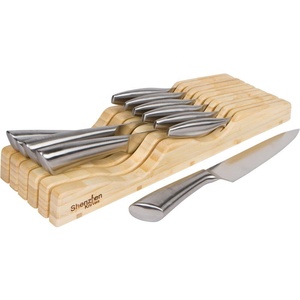 Bamboo Knife Block Organizer In Drawer Steak Knife Insert Holder Storage for Kitchen without Knives