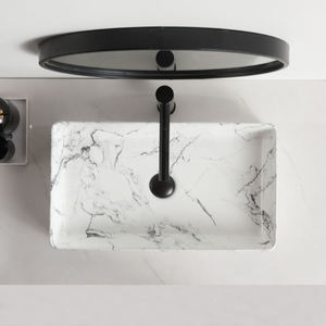 Lavabo de Cerámica Rectangular Decorativo para Baño, con Encimera de Mármol de Diseño Moderno - Product Image 4
