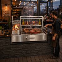 Barbecue Santa Maria en acier inoxydable de style argentin, barbecue commercial à charbon de bois pour jardin, patio et cuisson en extérieur