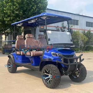 Voiturette de golf électrique bleu foncé à deux rangées et quatre sièges, pare-brise teinté, en stock, vente chaude - Product Image 4