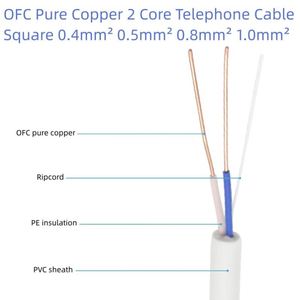 Rj11 cáp điện thoại <span class=keywords><strong>2</strong></span>*0.5mm2 vuông đồng rắn OFC 200m trong nhà Dây thông tin liên lạc cho fax Viễn Thông Cat3 RJ11 cáp - Product Image 3