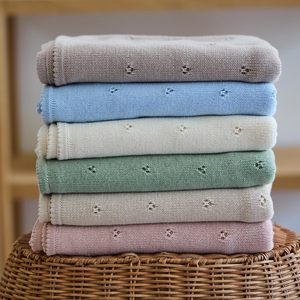 Manta <span class=keywords><strong>de</strong></span> Algodón al por Mayor, Mantas <span class=keywords><strong>de</strong></span> Bebé Tejidas con Punto Calado para Niños y Niñas - Manta Ligera y Suave para Bebés - Product Image 5