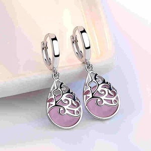 Orecchini a bottone da donna in argento Sterling 925 con fiore di pietra opale alla moda gioielli originali <span class=keywords><strong>per</strong></span> le donne Anti <span class=keywords><strong>allergia</strong></span> Drop Shipping - Product Image 5