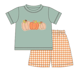 Set di Abbigliamento per Bambini con Ricamo e Applicazioni a Forma di Zucca, Maniche Corte, per il Giorno del Ringraziamento - Product Image 5