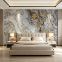 Papier peint personnalisé en marbre bleu doré, effet pierre luxueux, murale moderne pour fond de télévision, papier peint décoratif pour hall d'hôtel