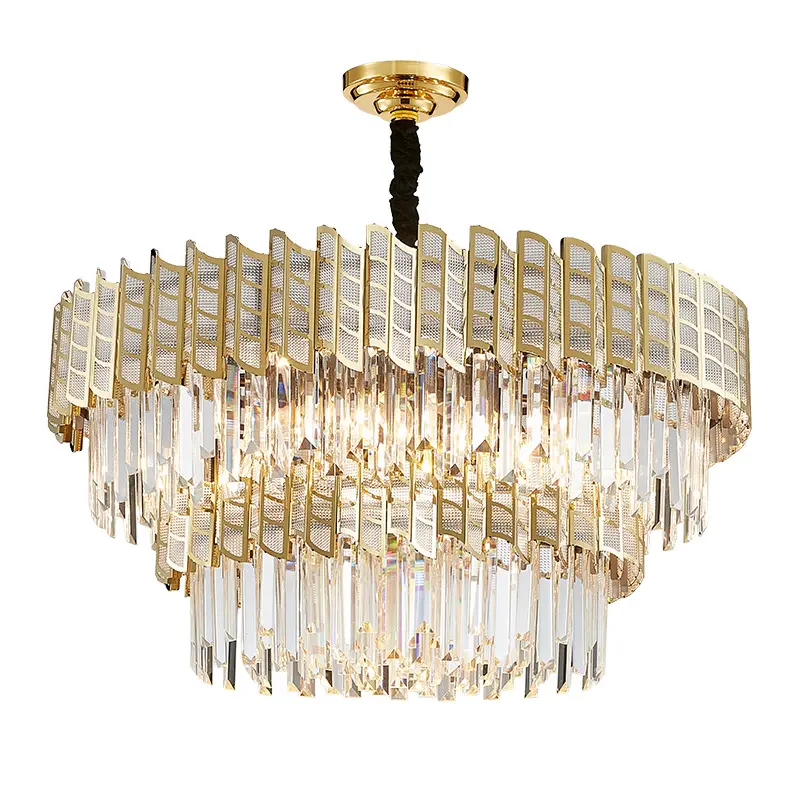 Золотые декоративные подвесные светильники, Современная прямоугольная Круглая Большая роскошная хрустальная люстра К9 в форме торта для гостиной