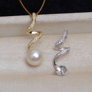 Pendentif éclair en argent S925 fait main, style coréen, avec support vide pour perles de 8 à 12 mm, référence 4220, apprêts et composants de bijouterie - Product Image 1