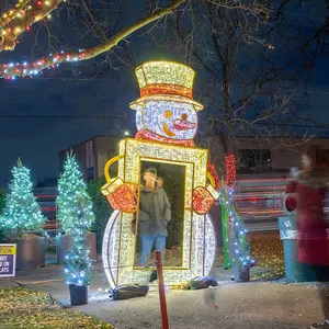 2024 desain baru luar ruangan dekorasi liburan besar Natal interaktif Foto Op 3D manusia salju Motif lampu