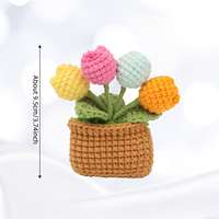 Aimant de réfrigérateur en forme de tulipe au crochet fait main, fleur tricotée multicolore, décoration pour armoire de cuisine, tableau blanc, bureau à domicile, Pâques
