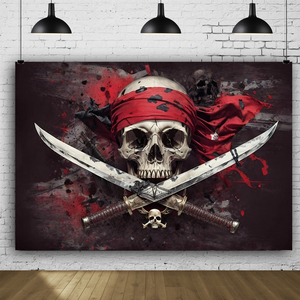 <span class=keywords><strong>Pirate</strong></span> crâne bannière Halloween horreur crâne capitaine <span class=keywords><strong>fond</strong></span>, pas d'électricité nécessaire général adapté pour les fêtes et les événements thématiques - Product Image 4