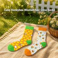 Chaussettes décontractées à motif abeille de dessin animé, mélange de coton, pour femmes, hommes et enfants, cadeau amusant pour l'automne