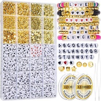 Kit de fabrication de bracelets avec perles lettres et entretoises 1534, best-seller, ensemble de bijoux DIY, formes cœur et étoile, en résine plastique