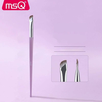 Set Kuas Rias 2-Piece dengan Bulu Sintetis dan Gagang Kayu untuk Alis & Eyeliner, Ramah untuk Perjalanan