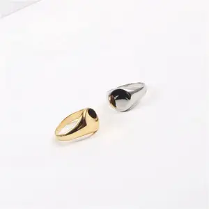 China Manufacture And Wholesale 18k Gold Plated Stainless Steel Jewelry Customized Engraved Leaf Ring For Daily Life