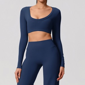 Sujetador deportivo transfronterizo estilo americano, con espalda descubierta, transparente, ajustado, de manga larga, con relleno y soporte para el pecho, para fitness, elástico. - Product Image 2