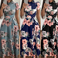 Robe maxi grande taille Robes de soirée pour femmes Robe d'été décontractée Robe longue à manches longues à col en V