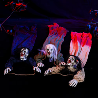 Nouvelle conception de décoration murale/de porte pour Halloween, voile noir en tissu, squelette, maison hantée, décoration de jardin, fantôme suspendu effrayant