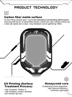 Raquette de pickleball AEX Atomic Series en fibre de carbone légère avec protection de bord en TPU : absorption des chocs améliorée pour un jeu prolongé